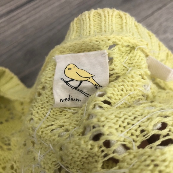 Anthropologie Sparrow Valance Lace Knit Cardigan Lime Yellow Size M Rare - Picture 13 of 14